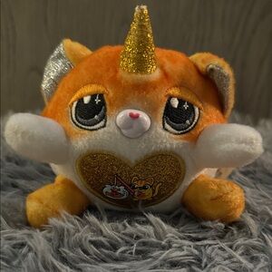 Rainbowcorn Orange and White Plush Unicorn Cat